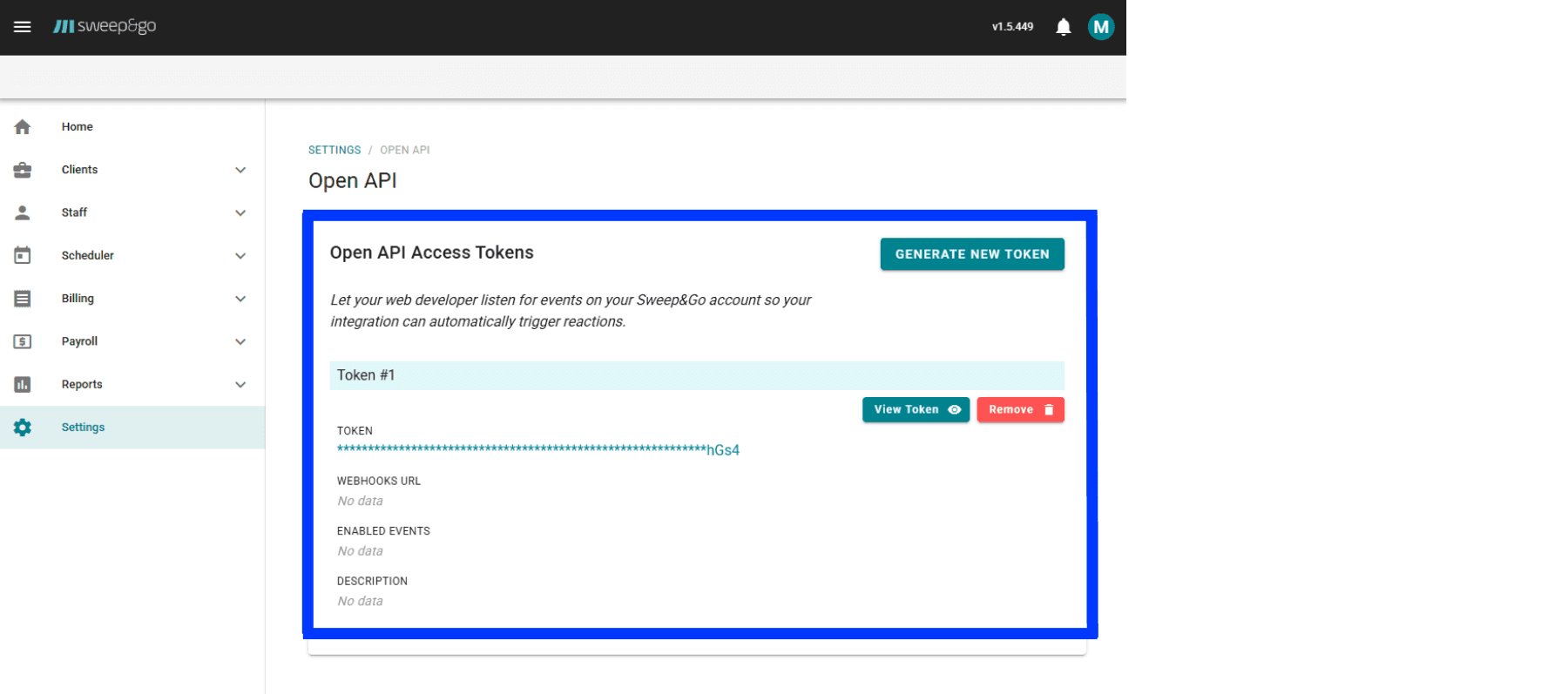 Copy your generated API token